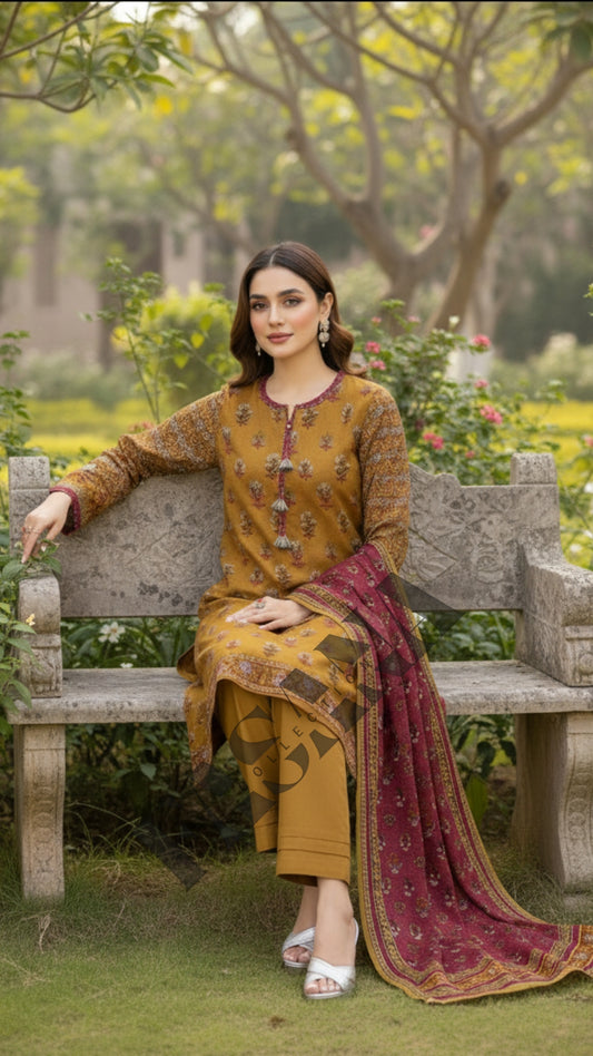 *Fancy pernited lawn shirt* *Jacquard Fancy lawn dubata* *Dyed lawn trouser