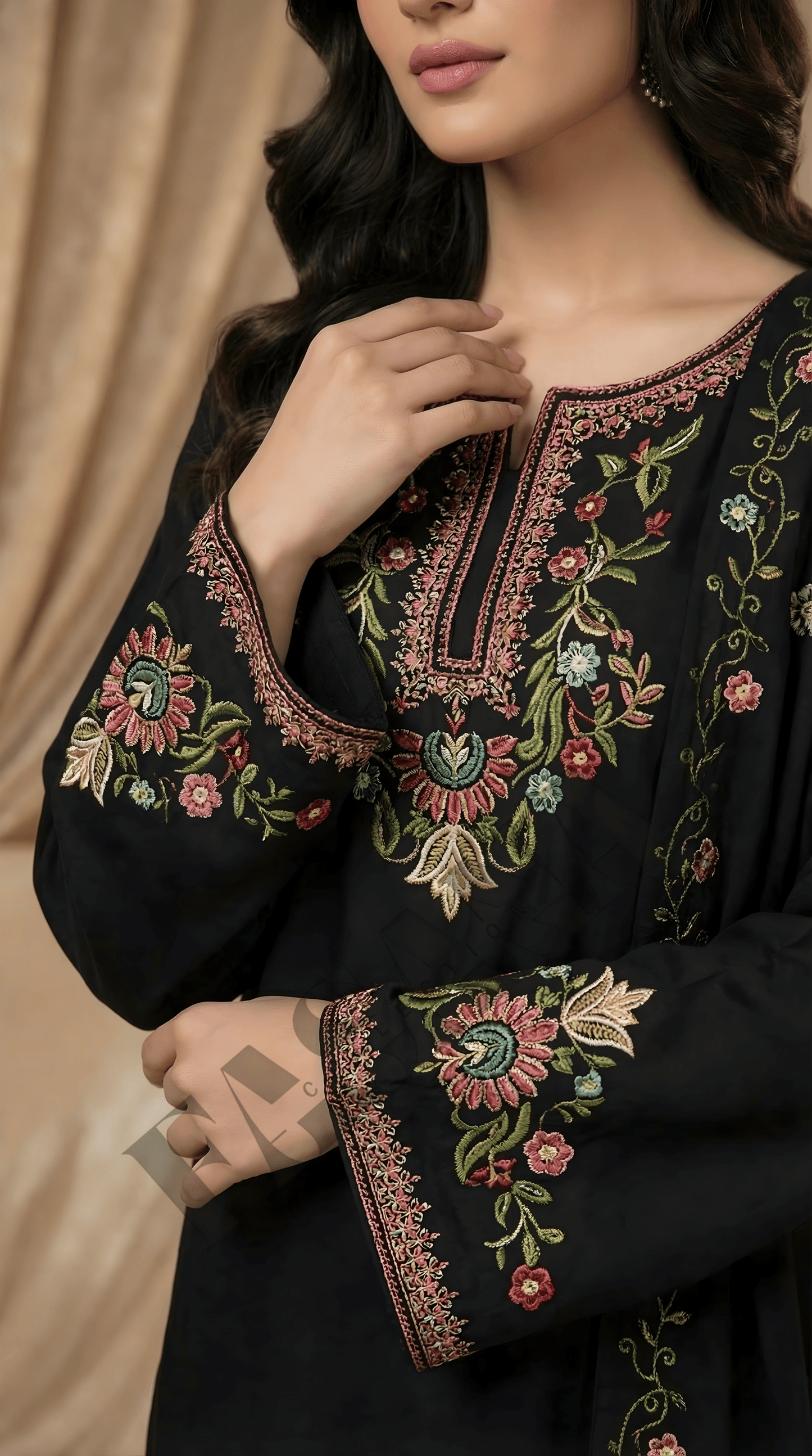 Dhanak 3PC Embroidered Winter Suit with Embroidered Shawl (UNSTITCH)