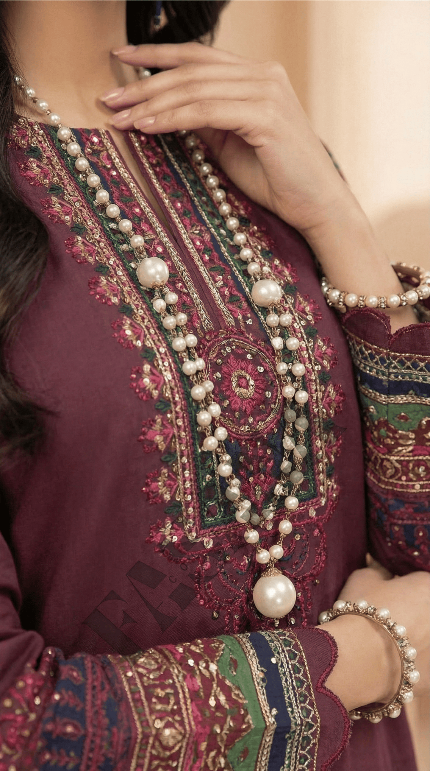 Mausummery Winter Khaddar Garnet 3PC Digital Printed Unstitched Suit