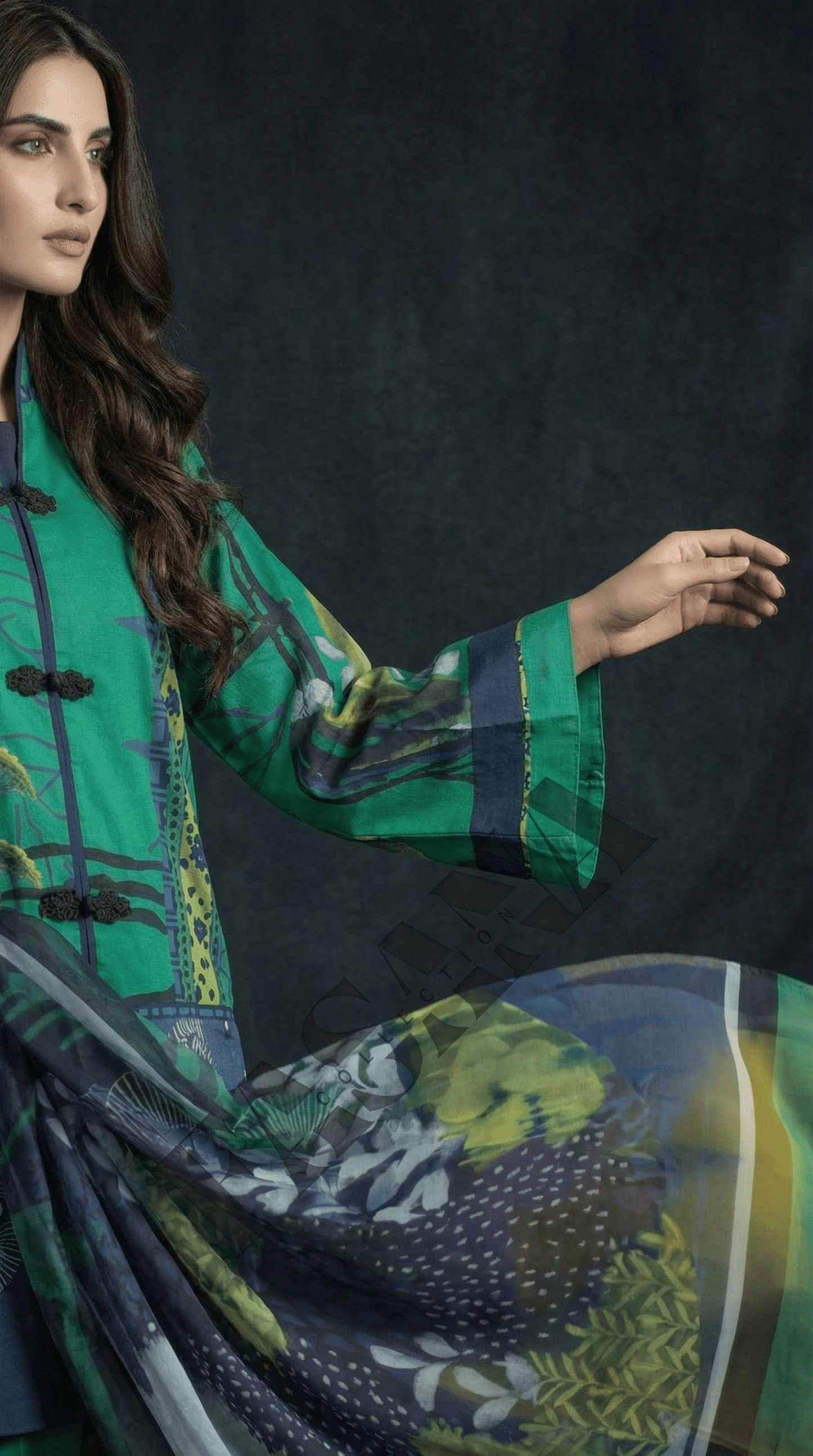 Sapphire Daily Green Digital Printed 3PC Khaddar Suit (UNSTITCH)