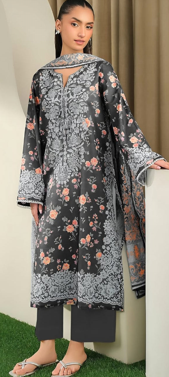 Fancy painted lawn shirt* Fancy lawn voil dubata* *Dyed lawn trouser