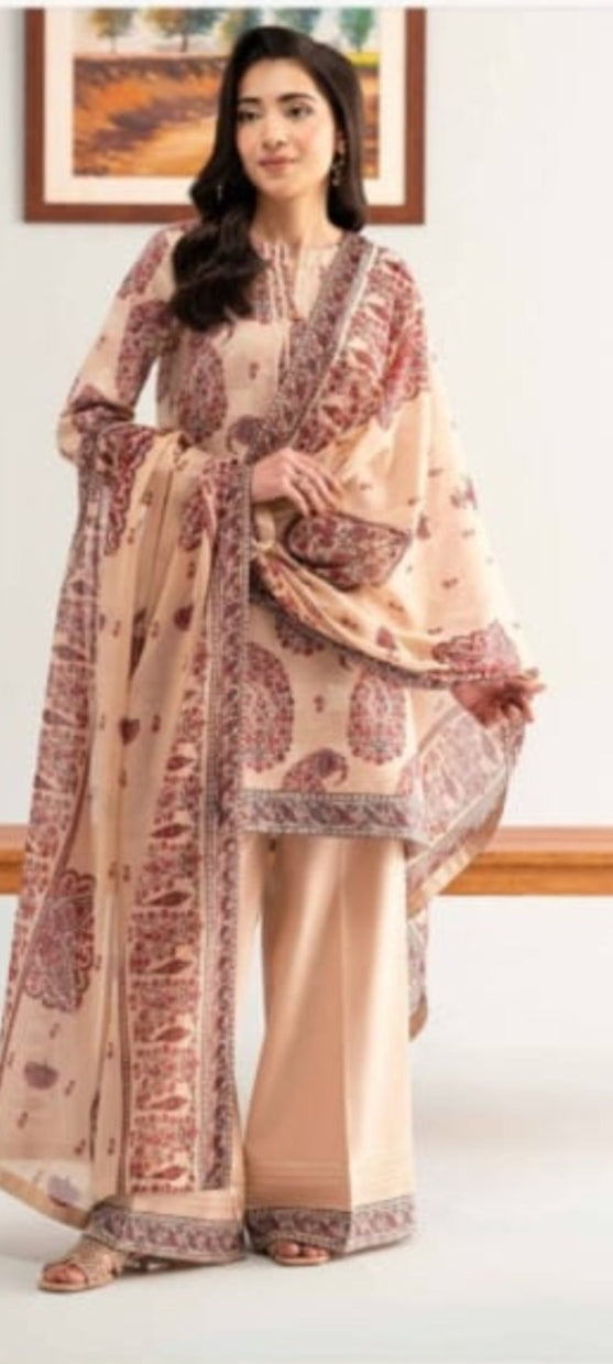 Fancy painted lawn shirt* Fancy lawn voil dubata* *Dyed lawn trouser