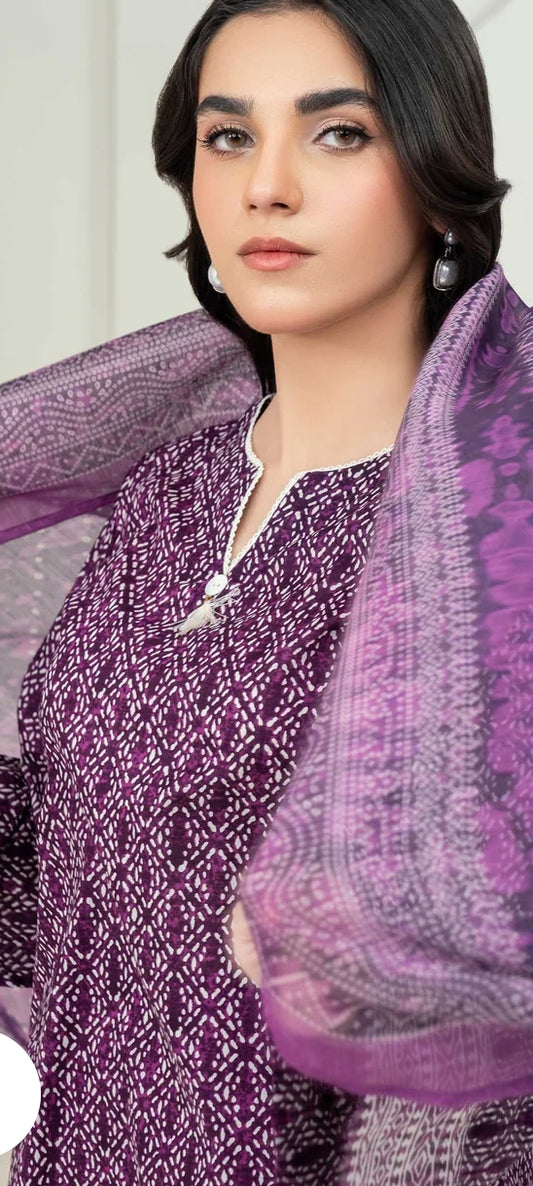 Fancy painted lawn shirt* Fancy lawn voil dubata* *Dyed lawn trouser