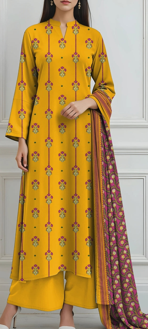 Fancy painted lawn shirt* Fancy lawn voil dubata* *Dyed lawn trouser