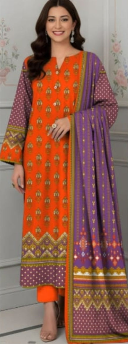 Fancy painted lawn shirt* Fancy lawn voil dubata* *Dyed lawn trouser