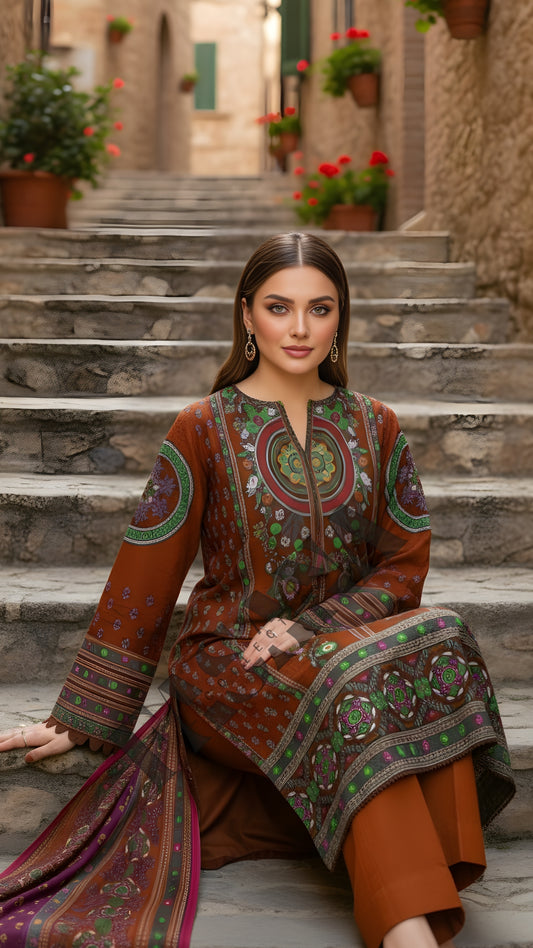 *Fancy pernited lawn shirt* *Jacquard Fancy lawn dubata* *Dyed lawn trouser