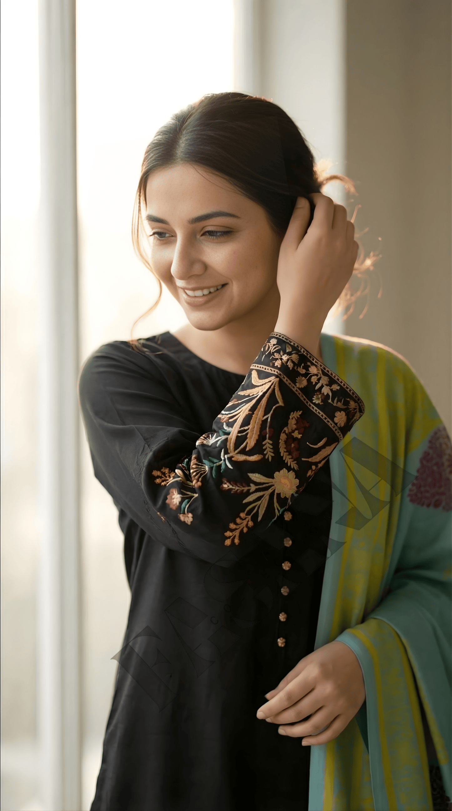 Dhanak 3PC Embroidered Winter Suit with Wool Shawl