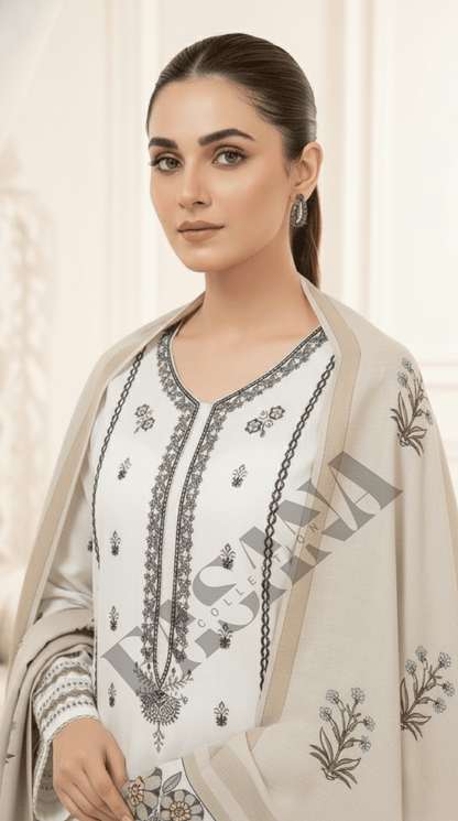 Dhanak 3PC Embroider(ed Winter Suit with Wool Shawl ( UNSTITCH)
