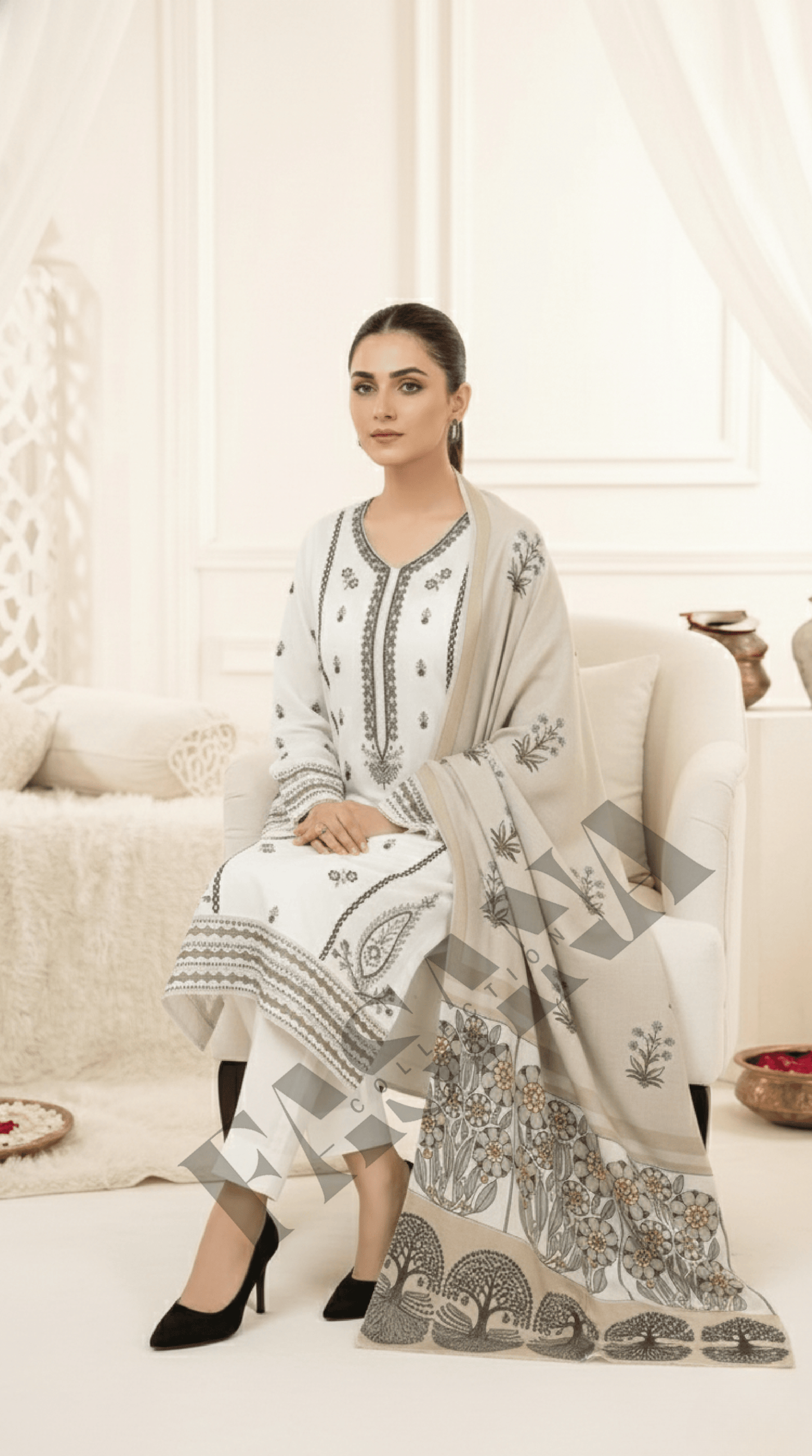 Dhanak 3PC Embroider(ed Winter Suit with Wool Shawl ( UNSTITCH)