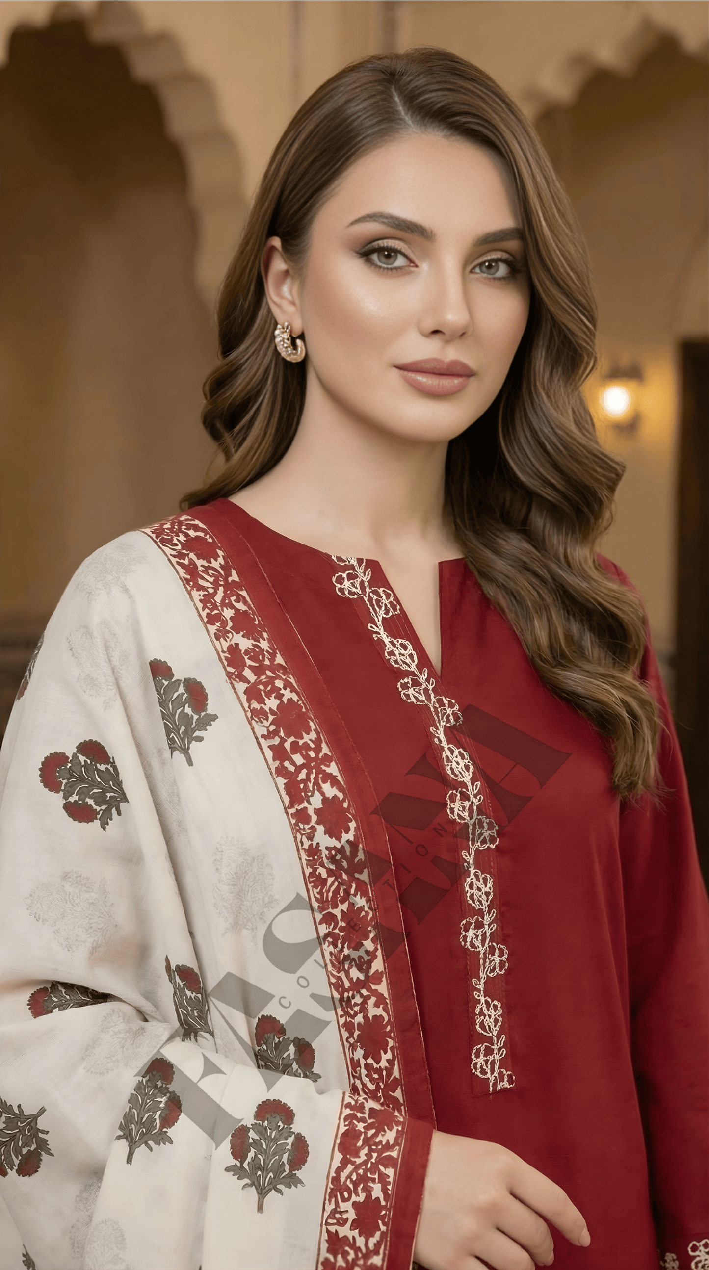 Dhanak 3PC Embroidered Winter Suit with Wool Shawl (UNSTITCH)