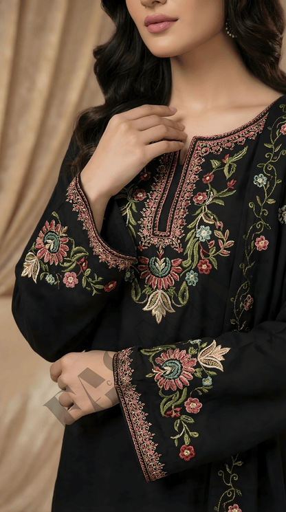 Dhanak 3PC Embroidered Winter Suit with Embroidered Shawl (UNSTITCH)