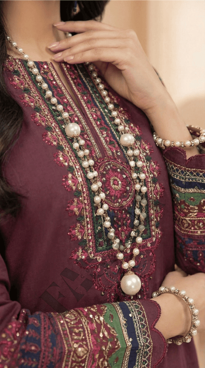 Mausummery Winter Khaddar Garnet 3PC Digital Printed Unstitched Suit