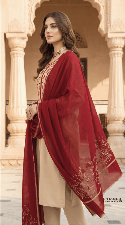 Dhanak 3PC Embroidered Winter Suit – Unstitched