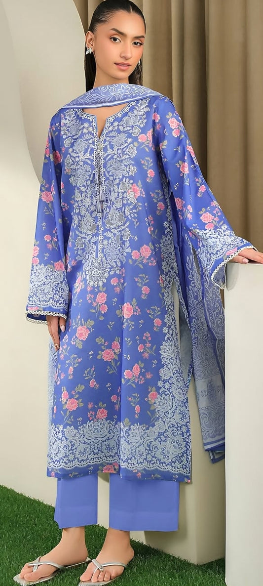 Fancy painted lawn shirt* Fancy lawn voil dubata* *Dyed lawn trouser