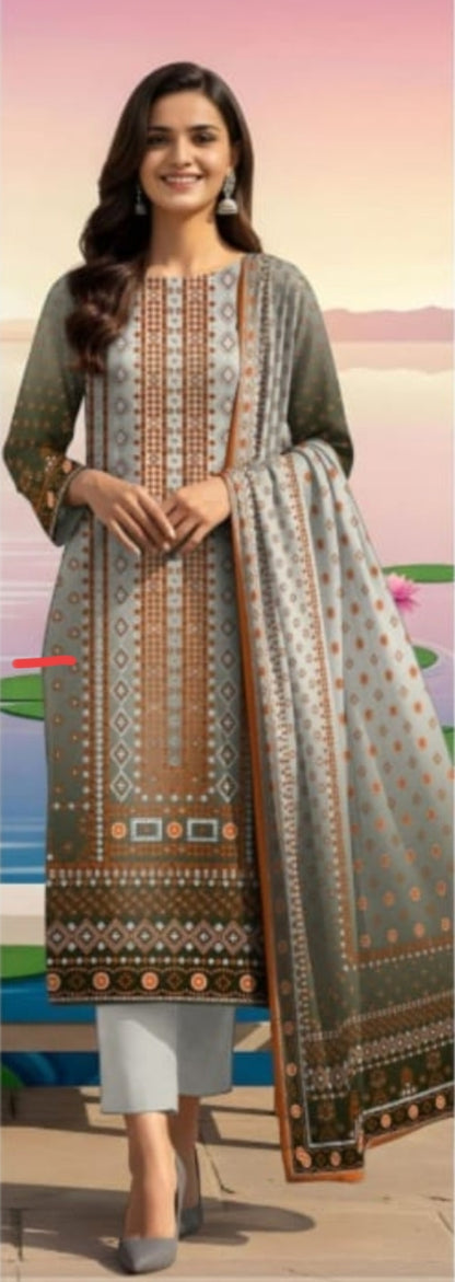 Fancy painted lawn shirt* Fancy lawn voil dubata* *Dyed lawn trouser