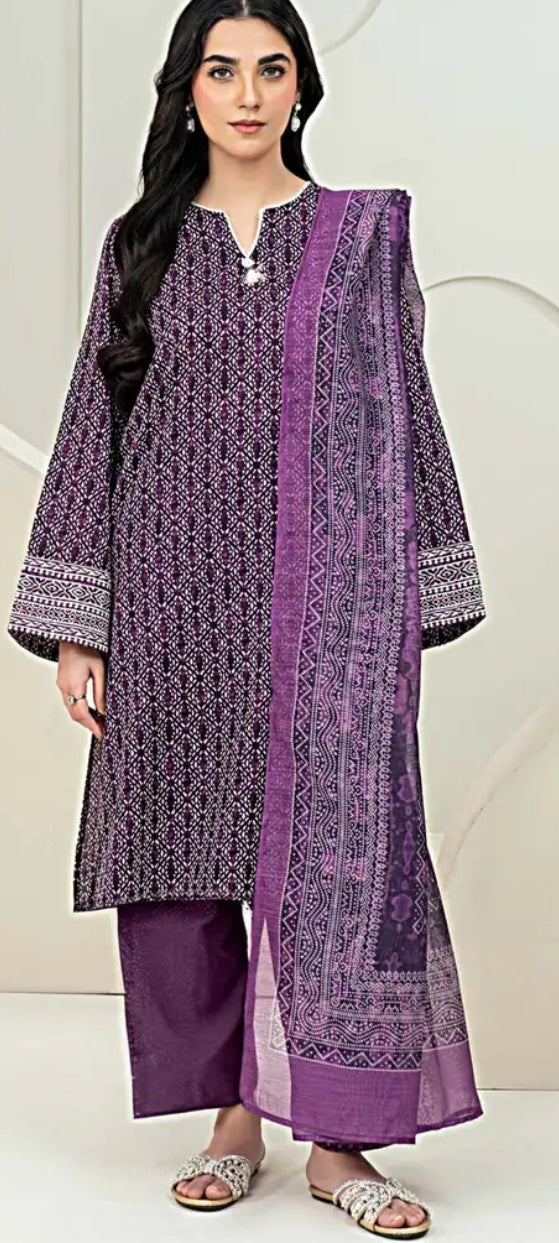 Fancy painted lawn shirt* Fancy lawn voil dubata* *Dyed lawn trouser