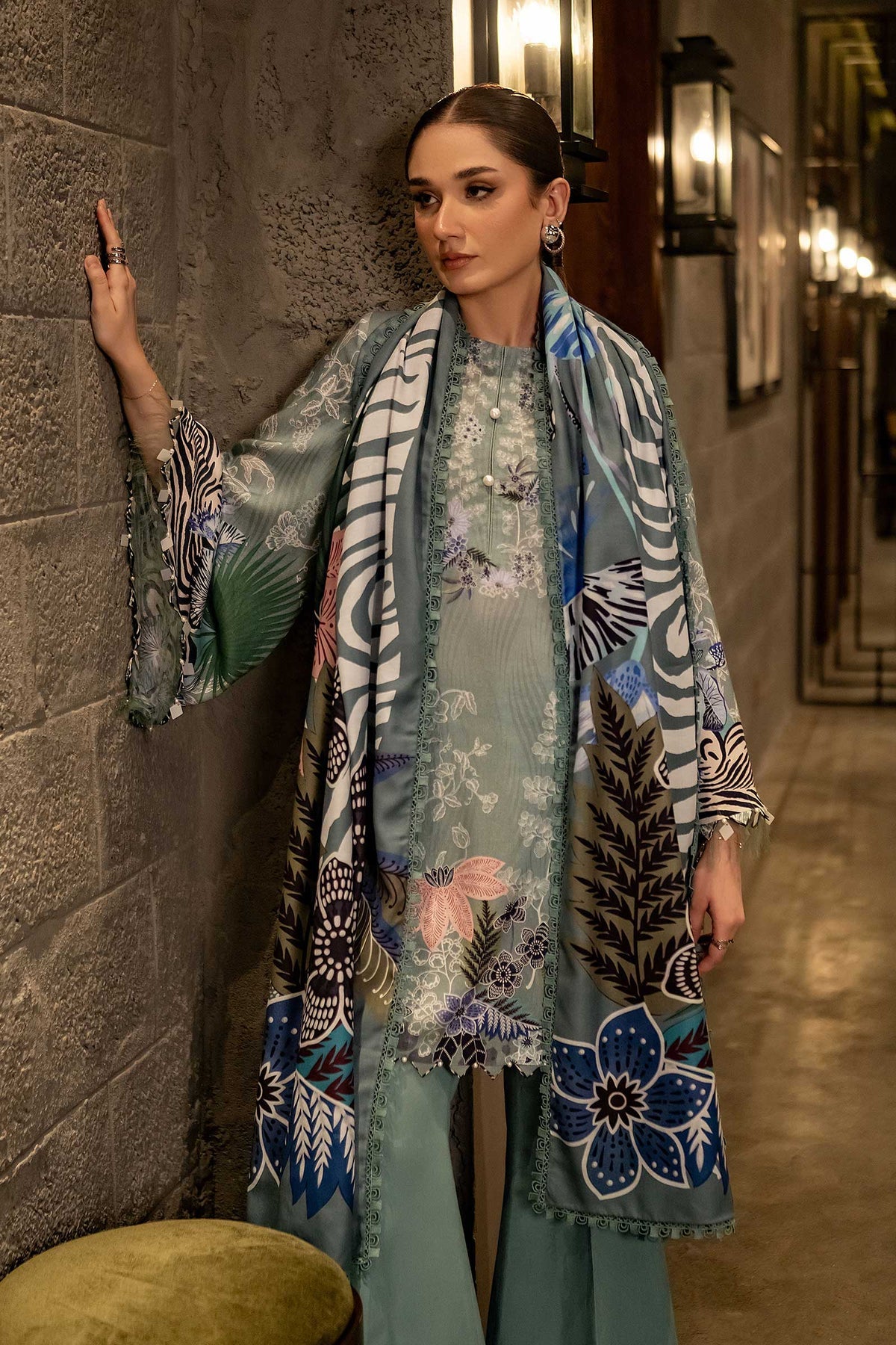 Maria B. 3-PC Unstitched Digital Printed Viscose Collection – Ice Green