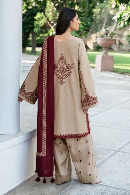 BAROQUE DHANAK 3PC Embroidered Winter Suit with Wool Shawl(UNSTITCH)