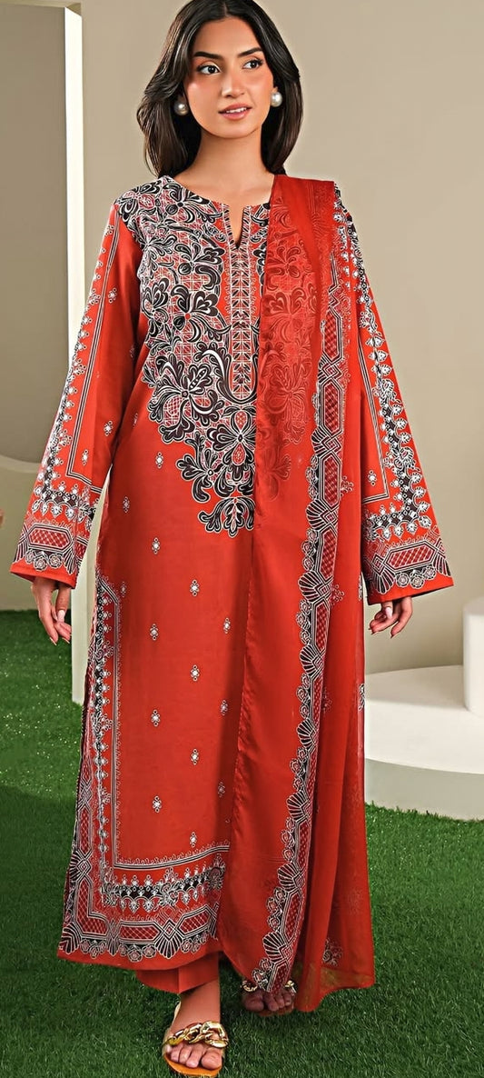 Fancy print lawn shirt*
*Jacquard Fancy lawn dubata*
*Dyed lawn trouser