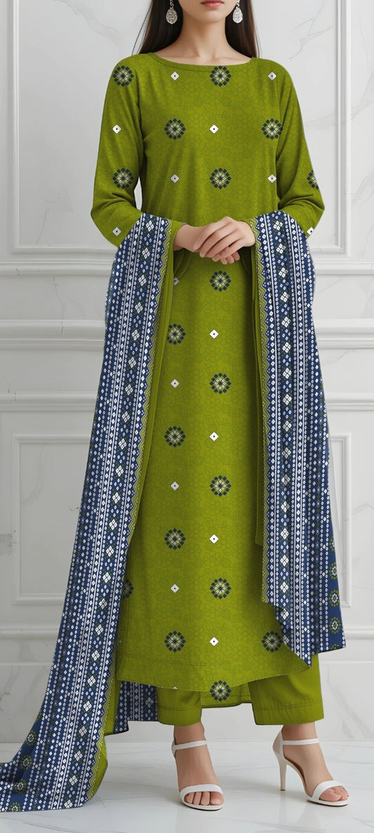 Fancy painted lawn shirt* Fancy lawn voil dubata* *Dyed lawn trouser