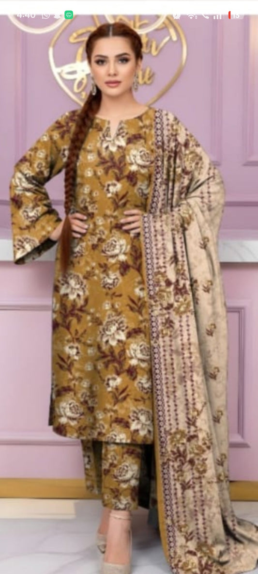 Fancy painted lawn shirt* Fancy lawn voil dubata* *Dyed lawn trouser