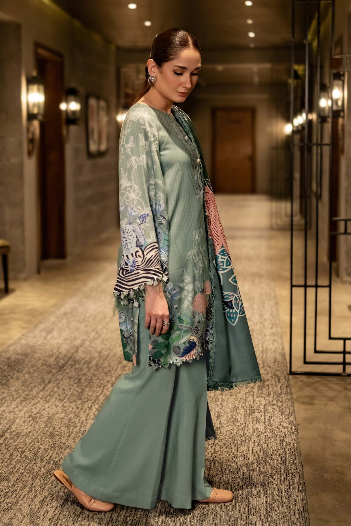 Maria B. 3-PC Unstitched Digital Printed Viscose Collection – Ice Green