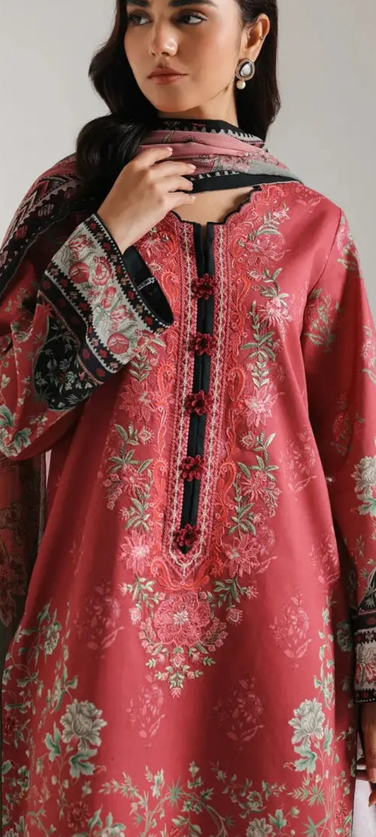 Fancy painted lawn shirt* Fancy lawn voil dubata* *Dyed lawn trouser