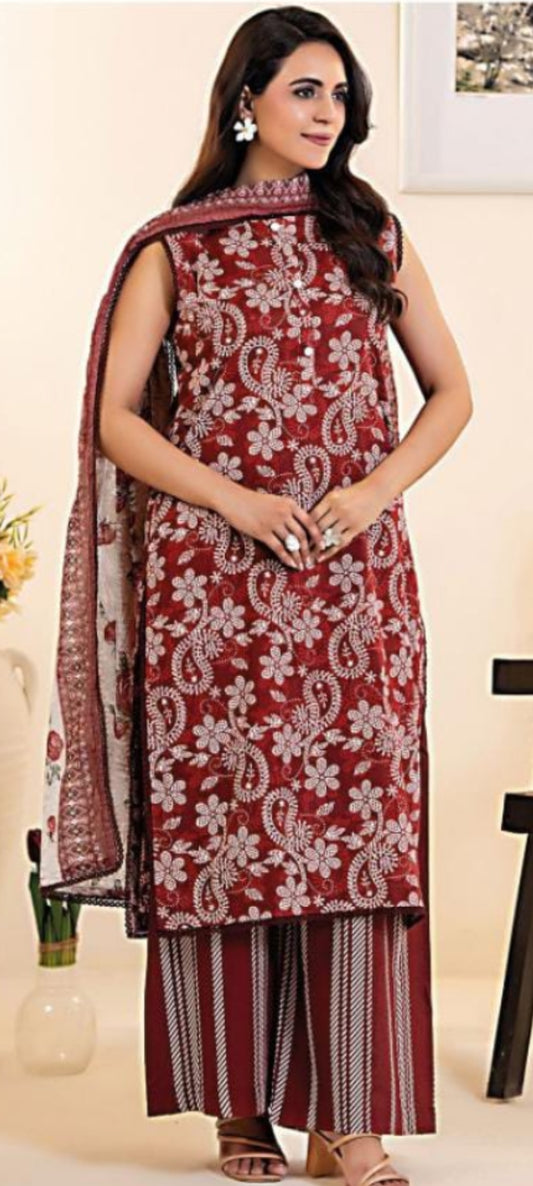 *Fancy pernited lawn shirt* *Jacquard Fancy voil dubata* *Dyed lawn trouser