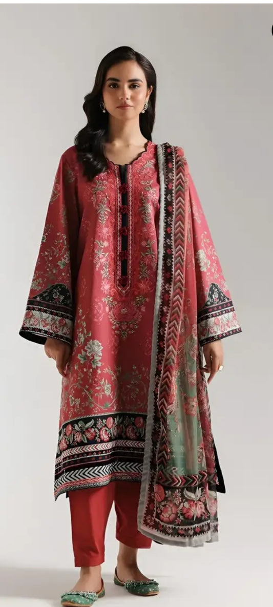 Fancy painted lawn shirt* Fancy lawn voil dubata* *Dyed lawn trouser